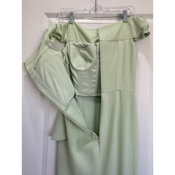 Alexander McQueen Maxi Dress Mermaid Style Sage Color Size 38 NWT Retail $4175 - Picture 7 of 11